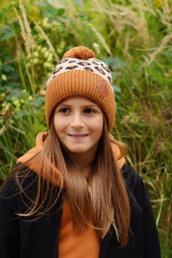 Czapka dla dziecka w panterkę "Naturalne kolory"