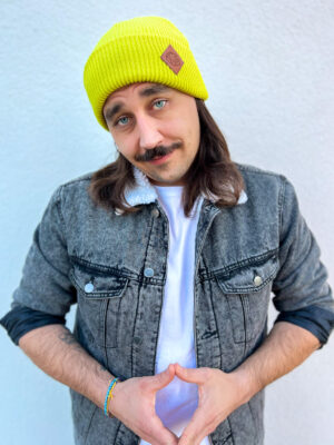 Męska czapka beanie logo ekoskórka "Limonka"