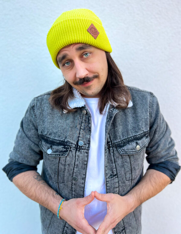 Męska czapka beanie logo ekoskórka "Limonka"