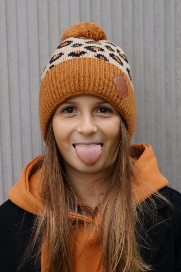 Czapka dla dziecka w panterkę "Naturalne kolory"