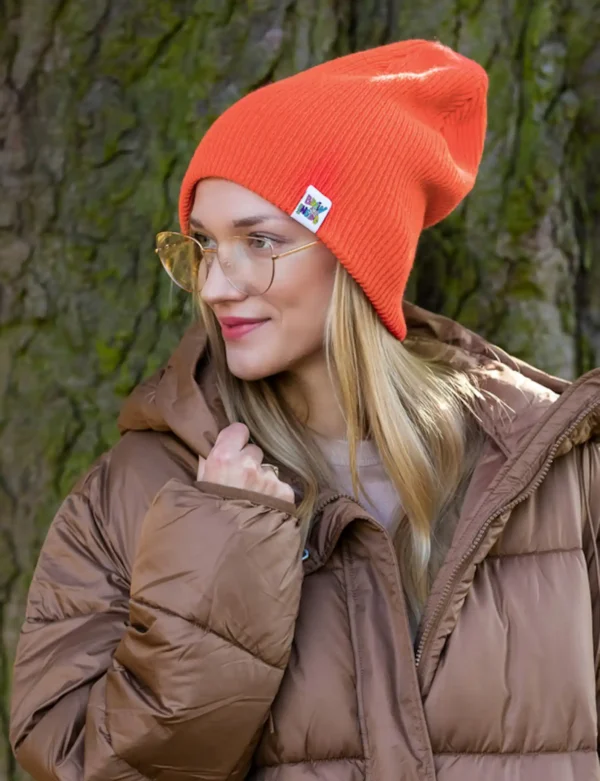 Czapka slouchy logo kolorowe "Neonowy pomarańczowy"