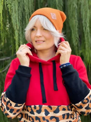 Czapka long logo ekoskórka "Miedziana"