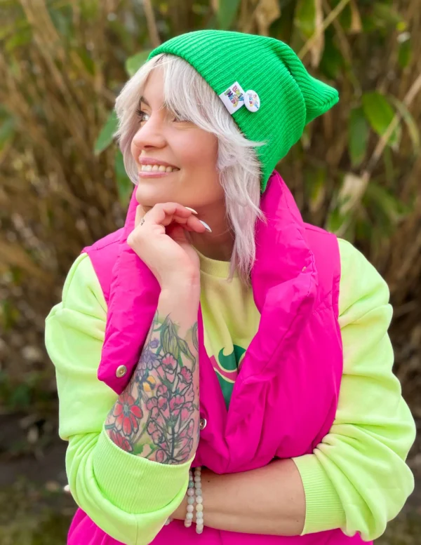 Czapka slouchy logo kolorowe "Neonowy zielony"