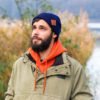 Męska czapka beanie logo ekoskórka "Granat"