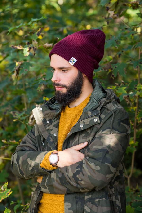Męska czapka slouchy logo kolorowe "Bordo"