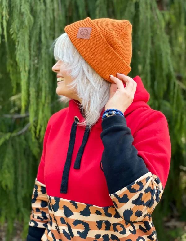 Czapka beanie logo ekoskórka "Miedziana"