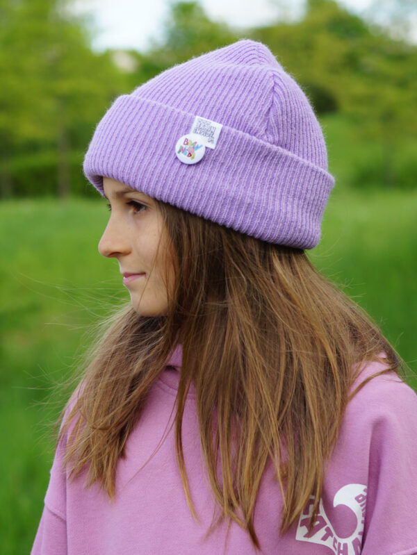 Czapka beanie dla dziecka logo kolorowe "Jasny fiolet"