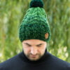 męska zielona czapka z pomponem