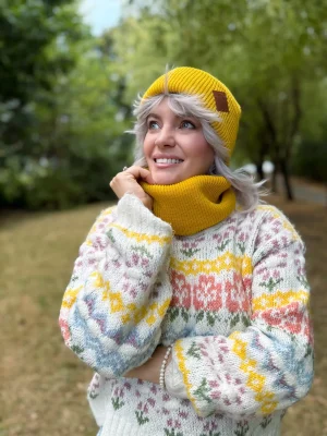 Czapka beanie logo ekoskórka "Miodowa"