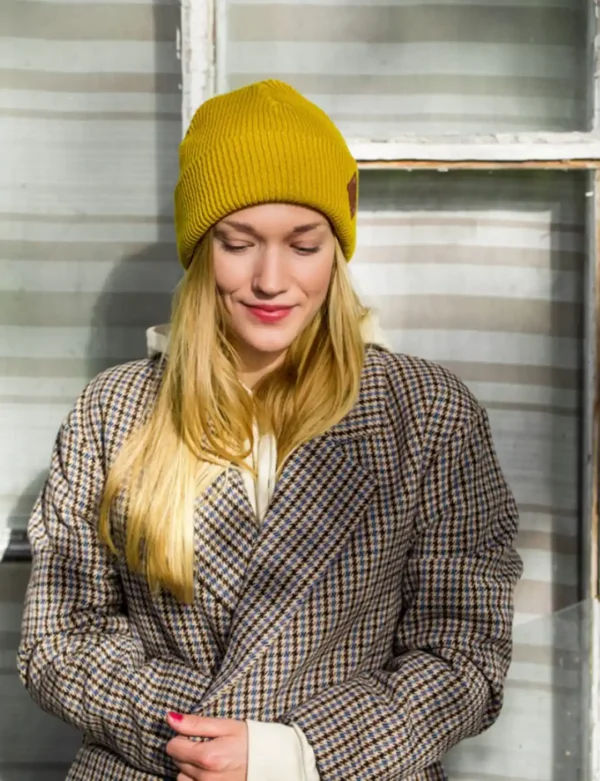 Czapka beanie logo ekoskórka "Miodowa musztarda"