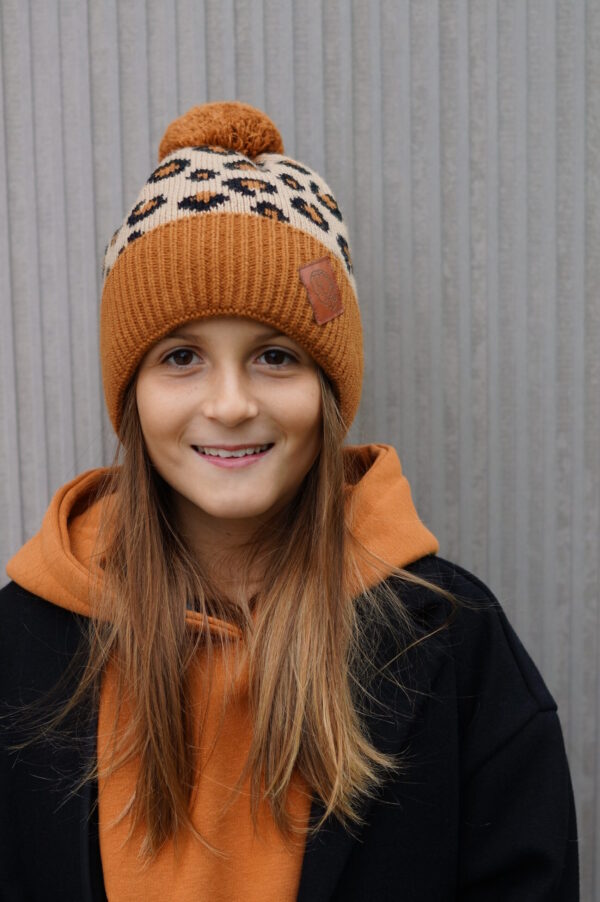 Czapka dla dziecka w panterkę "Naturalne kolory"