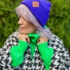 Czapka beanie logo ekoskórka "Neonowy fiolet"