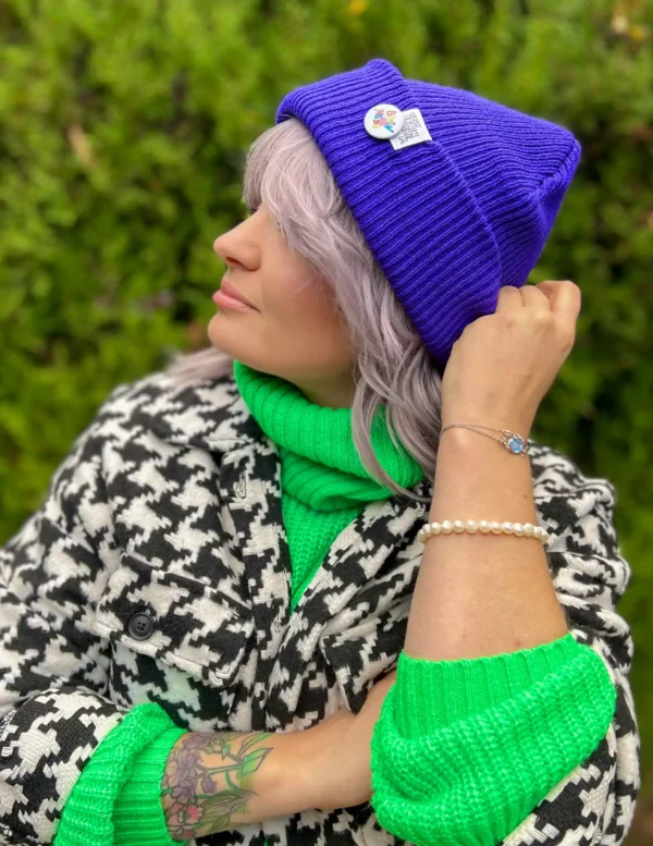 Czapka beanie logo kolorowe "Neonowy fiolet"