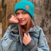 Czapka beanie logo ekoskórka "Turkus"