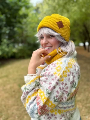 Czapka beanie logo ekoskórka "Miodowa"