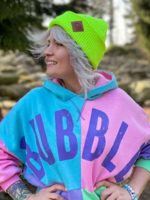 Czapka beanie logo ekoskórka "Neonowy żółty"