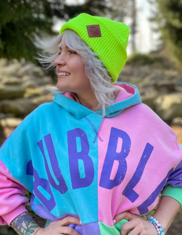 Czapka beanie logo ekoskórka "Neonowy żółty"