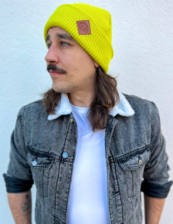 Męska czapka beanie logo ekoskórka "Limonka"
