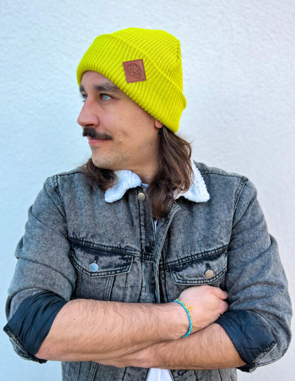 Męska czapka beanie logo ekoskórka "Limonka"