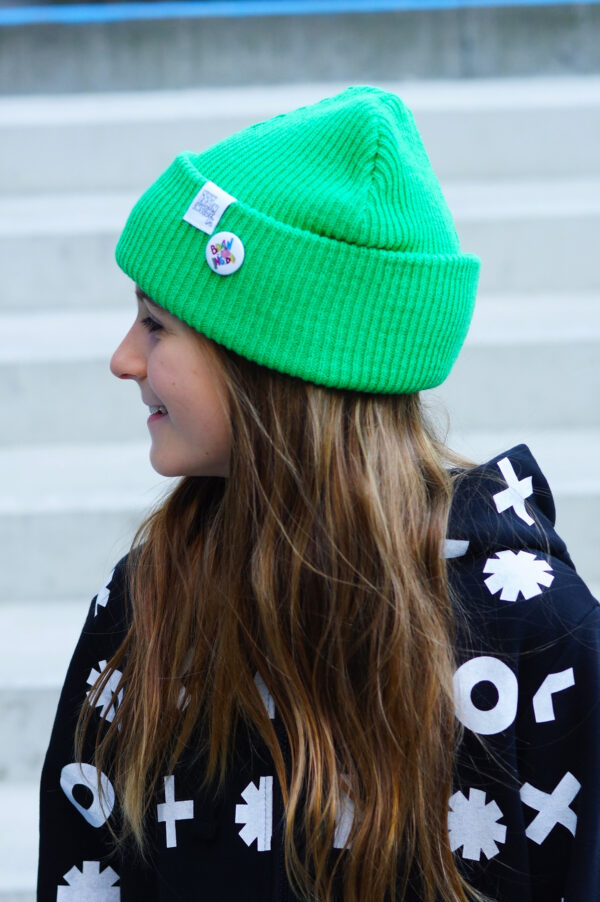 Czapka beanie dla dziecka logo kolorowe "Neonowy zielony"