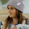 Czapka beanie dla dziecka logo kolorowe "Jasny beż"