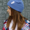 Czapka beanie dla dziecka logo kolorowe "Brudny niebieski"