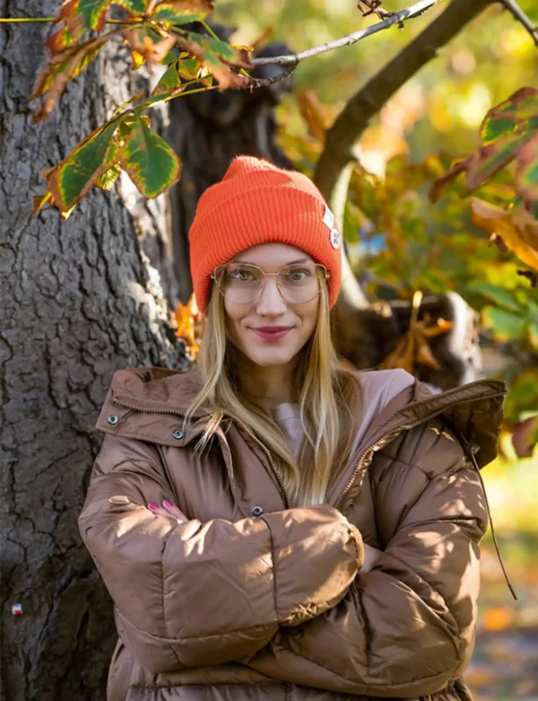 Czapka wywijana logo kolorowe "Neonowy pomarańczowy"