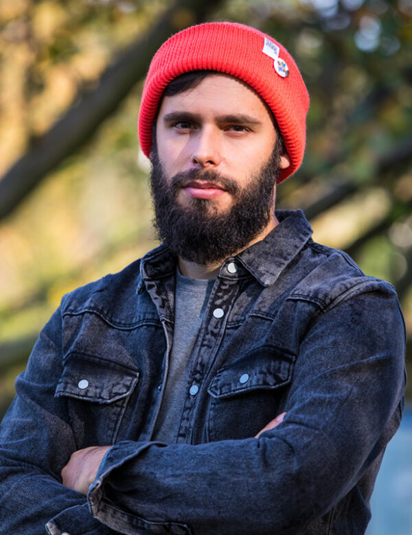 Męska czapka męska wywijana logo kolorowe "Neonowy pomarańczowy"