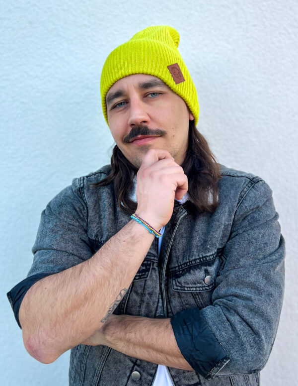 Męska czapka beanie logo ekoskórka "Limonka"