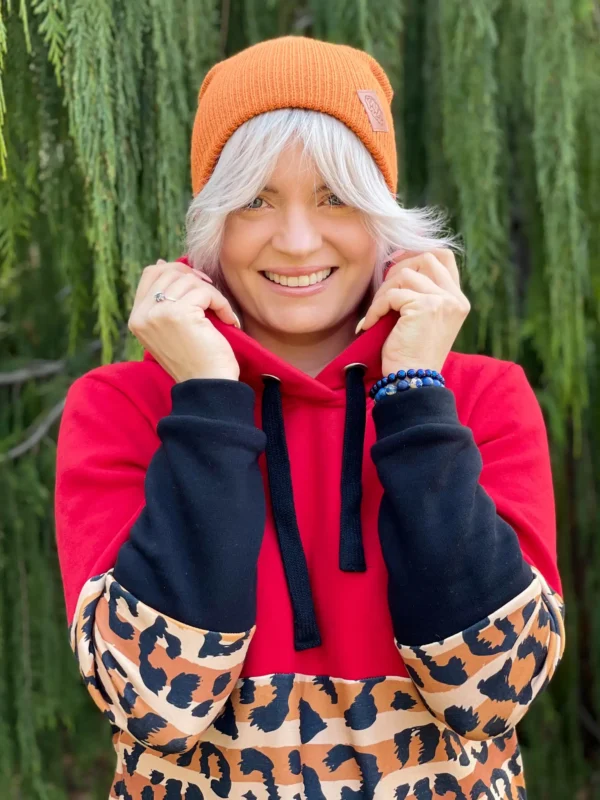 Czapka long logo ekoskórka "Miedziana"