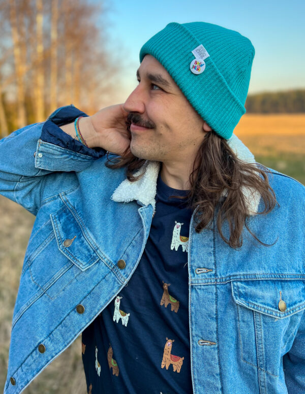 Męska czapka slouchy logo kolorowe "Turkus"