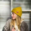 Czapka beanie logo ekoskórka "Miodowa musztarda"