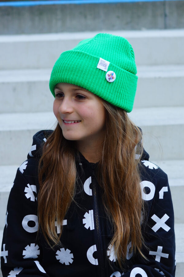 Czapka beanie dla dziecka logo kolorowe "Neonowy zielony"