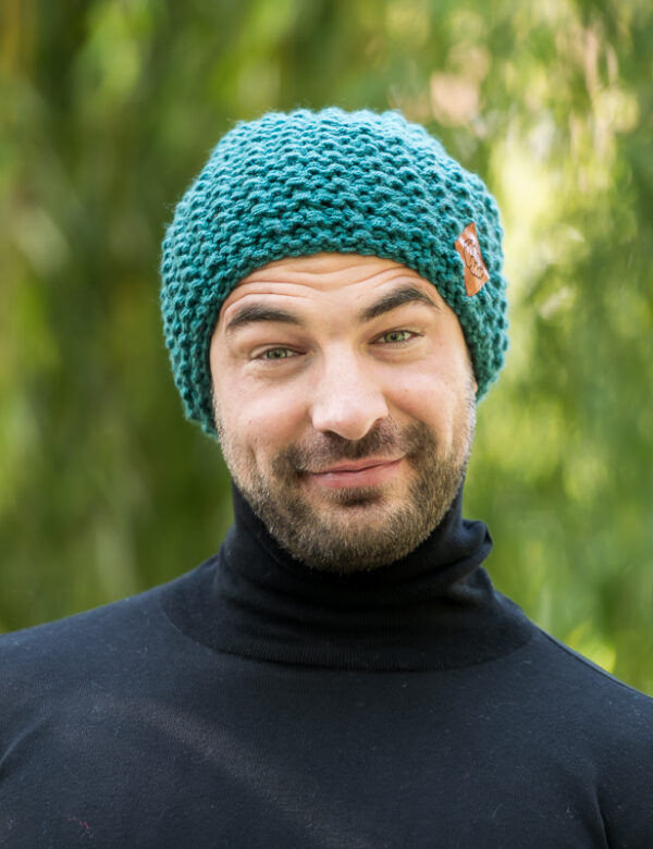 Męska czapka zimowa slouchy NEVERLAND "Leśny zielony"