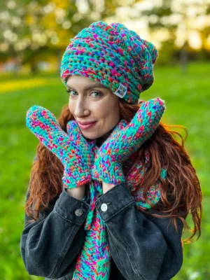 Rękawiczki handmade ze sznureczkiem ,,Paradise"