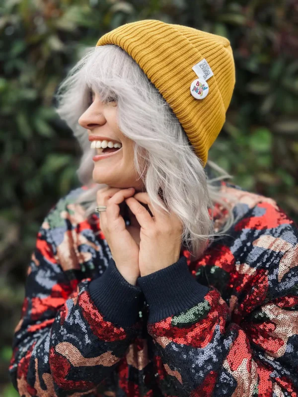 Czapka beanie z bawełny logo kolorowe "Miodowa musztarda"