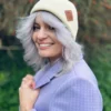 Bawełniana czapka beanie logo ekoskórka "Ecru"