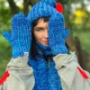 Rękawiczki handmade ze sznureczkiem ,,Niebieskości"