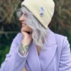 Czapka beanie z bawełny logo kolorowe "Ecru"
