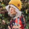 Bawełniana czapka beanie logo ekoskórka "Miodowa musztarda"