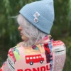 Czapka beanie z bawełny logo kolorowe "Jasny niebieski"