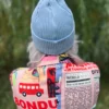 Bawełniana czapka beanie logo ekoskórka "Jasny niebieski"