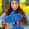 Rękawiczki handmade ze sznureczkiem ,,Niebieskości"