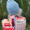 Bawełniana czapka beanie logo ekoskórka "Jasny niebieski"