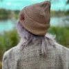 Bawełniana czapka beanie logo ekoskórka "Beżowa"