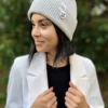 Czapka beanie z bawełny logo kolorowe "Jasny szary"