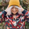 Bawełniana czapka beanie logo ekoskórka "Miodowa musztarda"