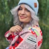 Bawełniana czapka beanie logo ekoskórka "Jasny niebieski"