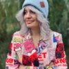 Bawełniana czapka beanie logo ekoskórka "Jasny niebieski"