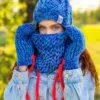 Rękawiczki handmade ze sznureczkiem ,,Niebieskości"